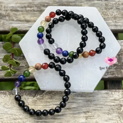 Chakra Protects Remedy Bracelet (Black Tourmaline Faceted with 7 Stones)