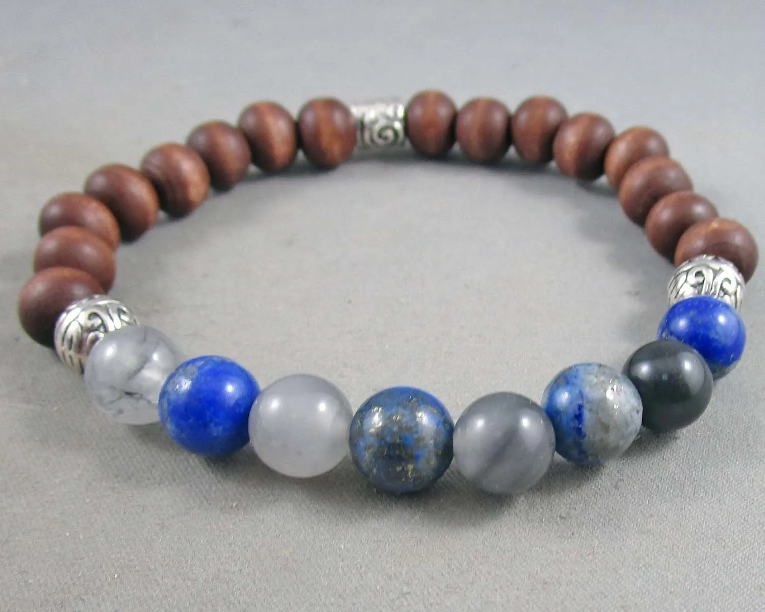 Communication Bracelet (Lapis Lazuli & Smoky Quartz) RC003