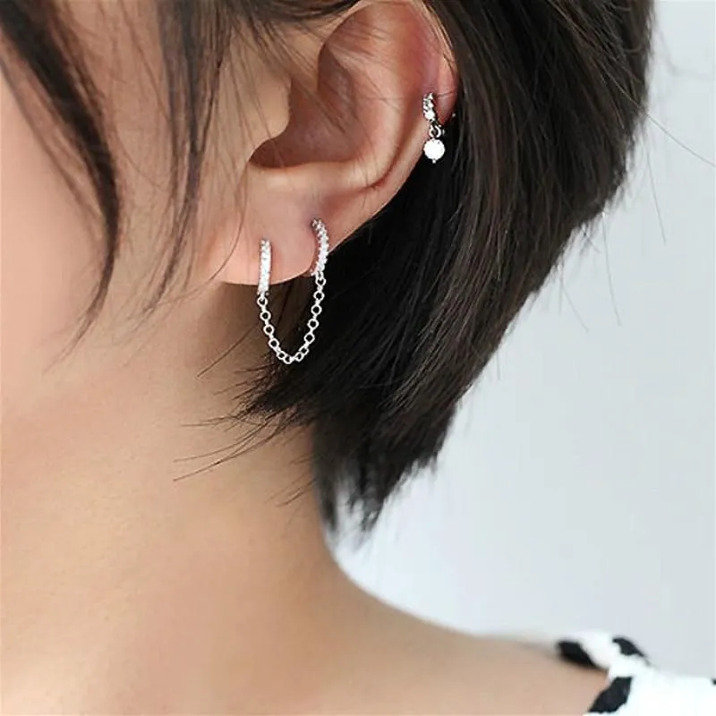Crystal Zircon Chain Earring