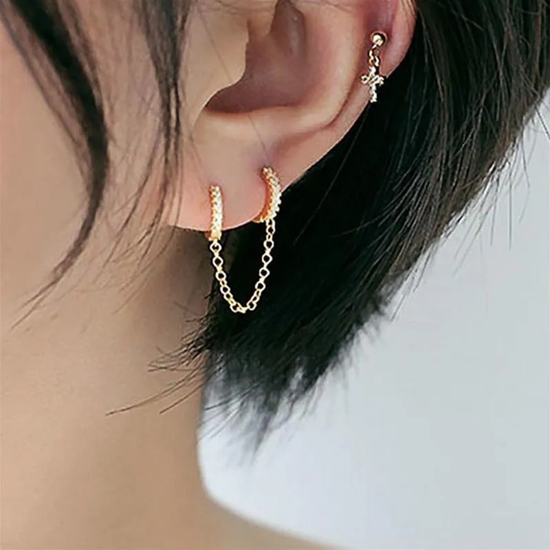Crystal Zircon Chain Earring