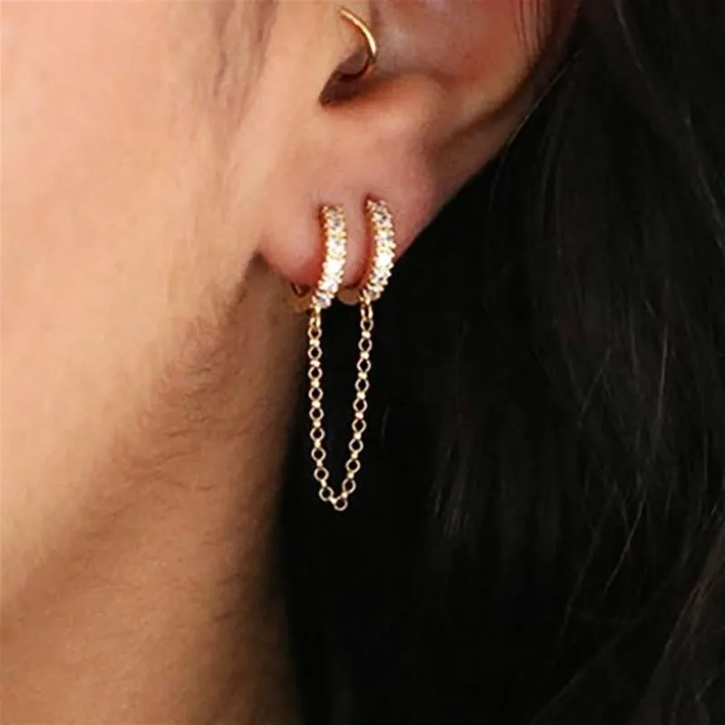 Crystal Zircon Chain Earring
