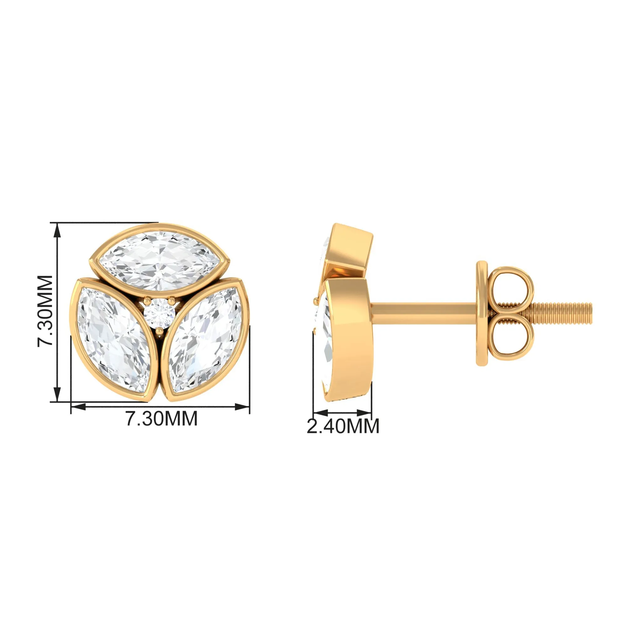 Dainty Zircon Screw Back Stud Earrings