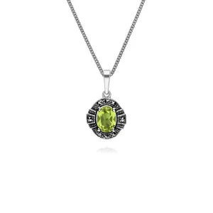 Damen Sterlingsilber Oval Peridot und Markasit Cluster 45cm Halskette