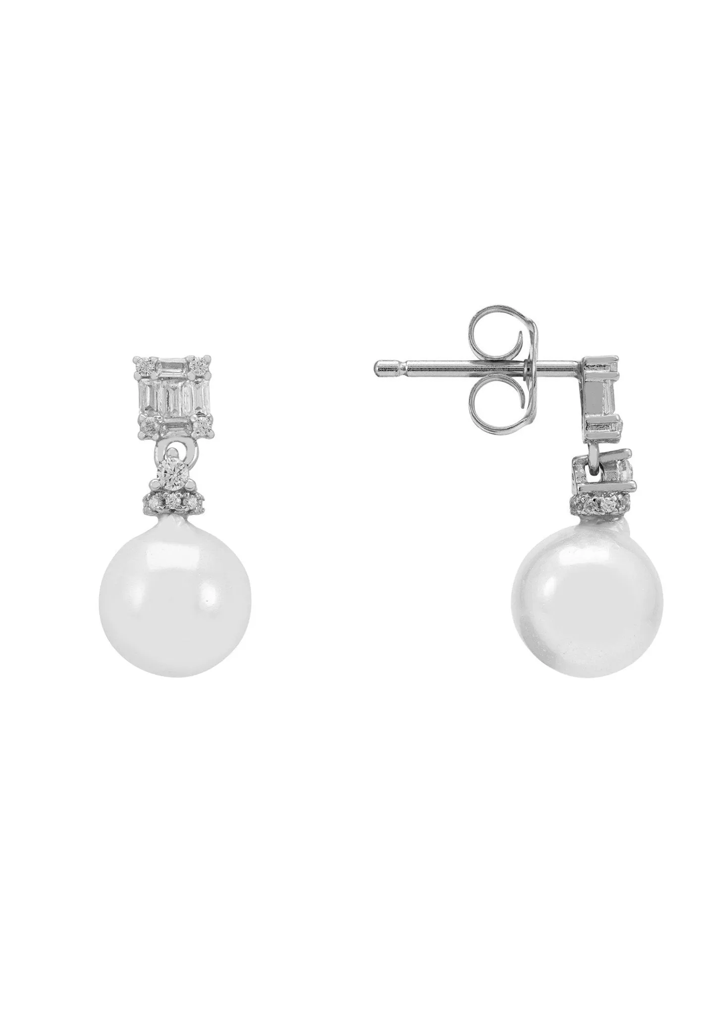 Delilah Pearl Earrings Silver