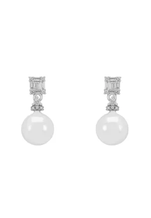 Delilah Pearl Earrings Silver