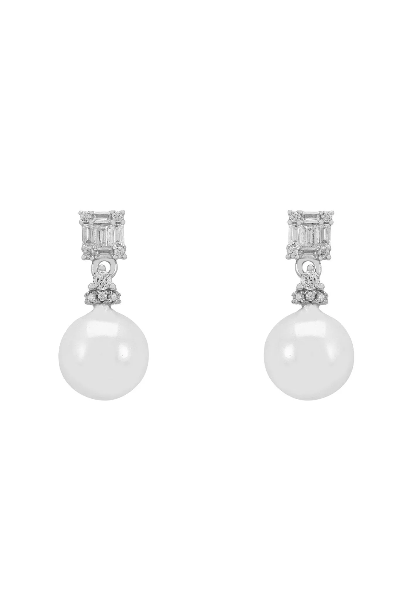 Delilah Pearl Earrings Silver