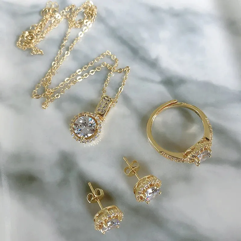 Deluxe Zircon Adorned Jewelry Set