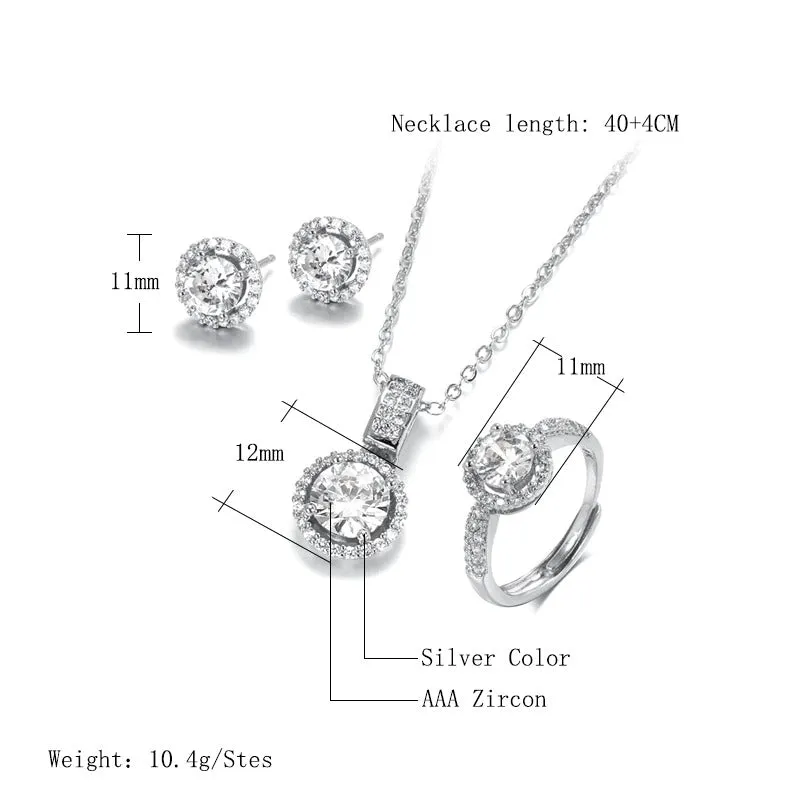 Deluxe Zircon Adorned Jewelry Set