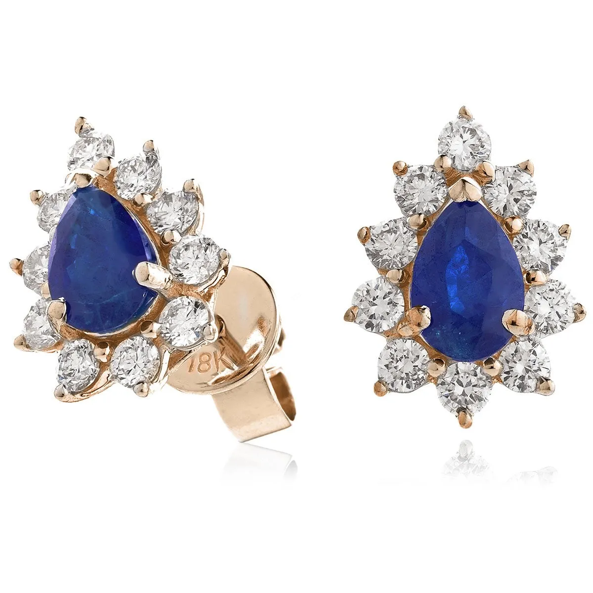Diamond & Blue Sapphire Pear Shaped Earrings 1.30ct