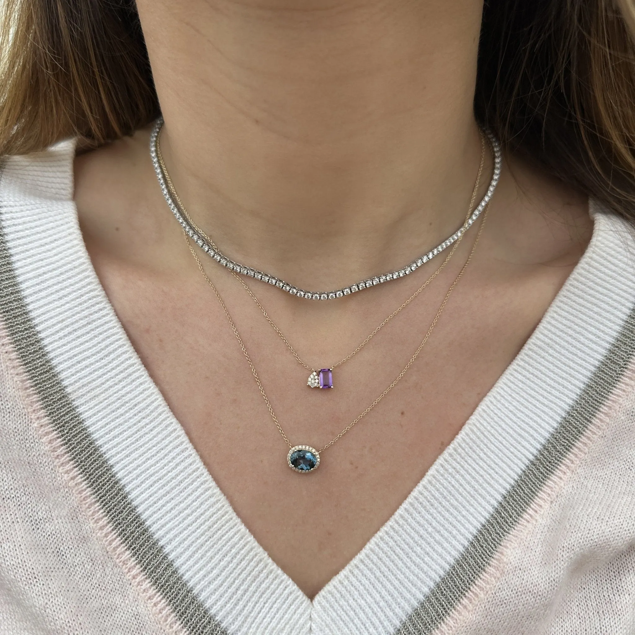 Diamond & Gemstone Toi Et Moi Necklace