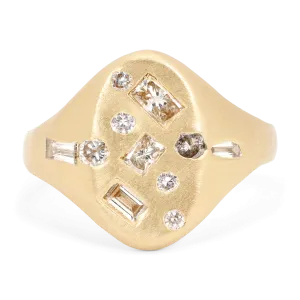 Diamond Mixed Cut Signet Ring - Size 6 - 11550