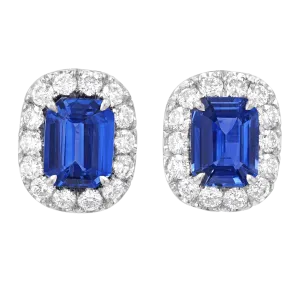 Emerald Cut Sapphire Earrings, 4.66 carats