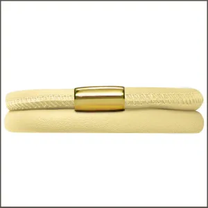 Endless Double Ivory Leather Bracelet with Yellow Gold Plated Clasp