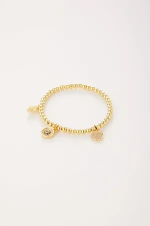 Eye Hamsa Triple Charm Bracelet
