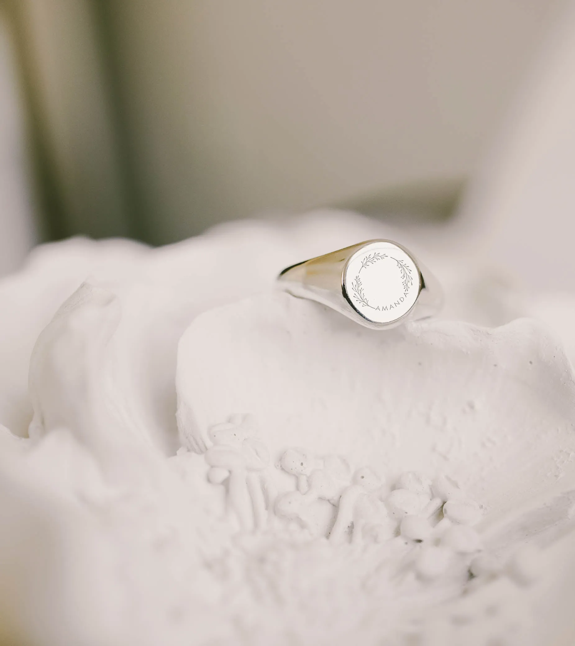 Fern Garland Monogram Signet Ring