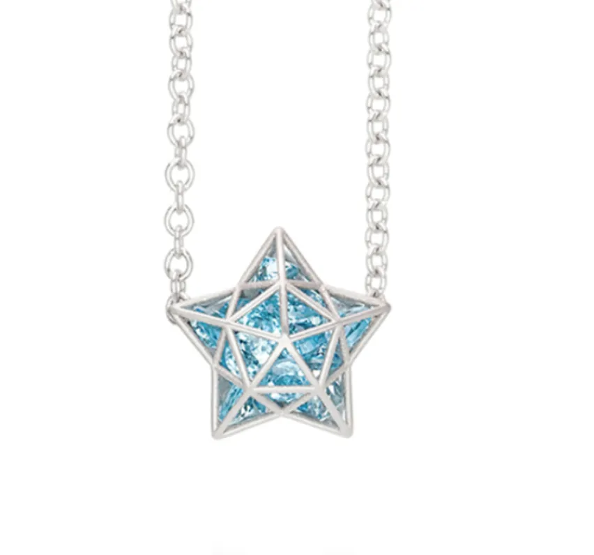 Floating Blue Topaz Astral Necklace in White Gold