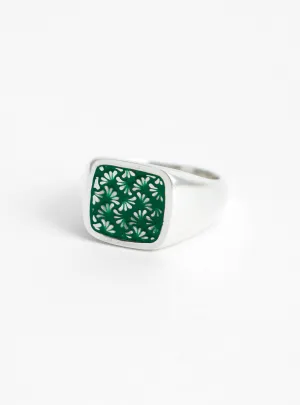 Floral Signet Ring Silver