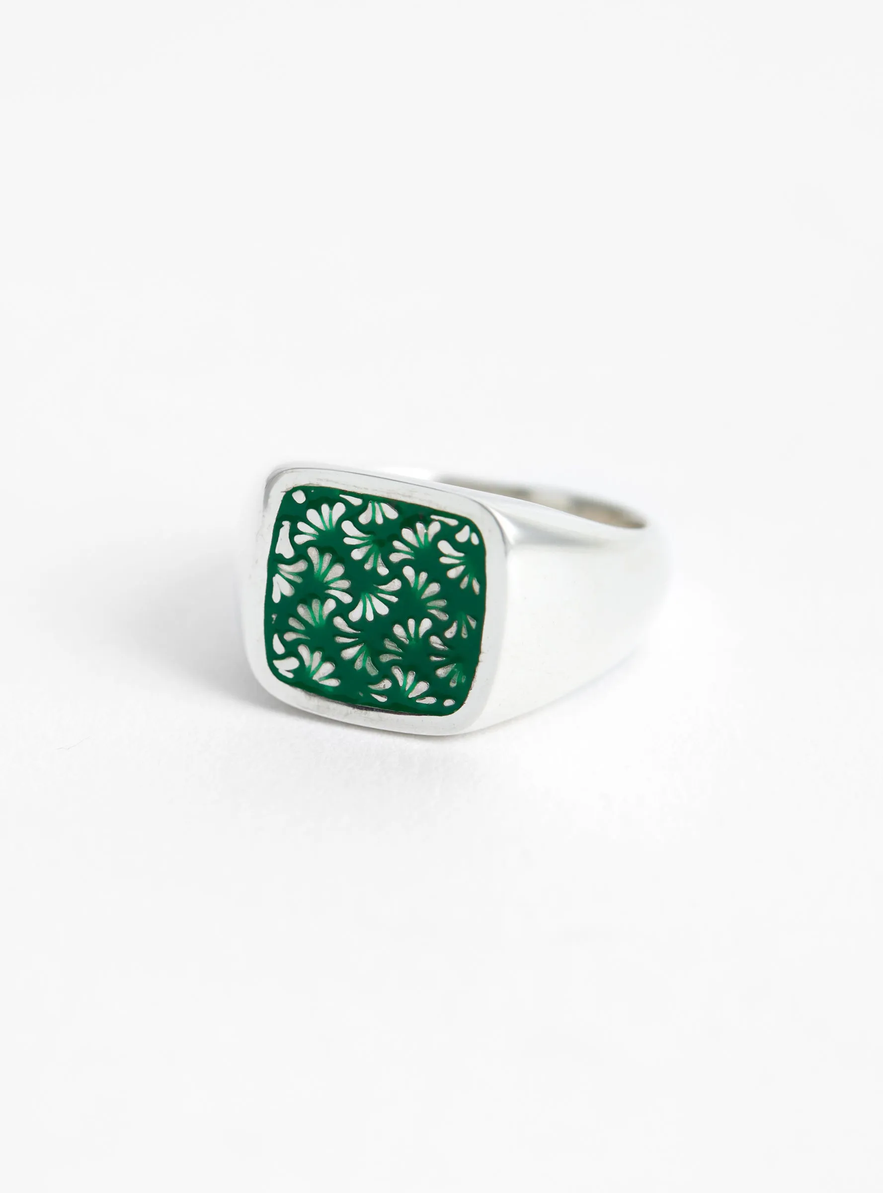 Floral Signet Ring Silver