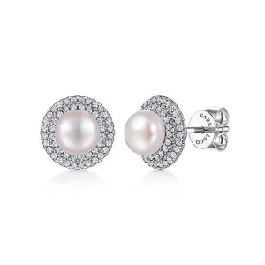Gabriel & Co 14K White Gold Diamond & Pearl Earrings