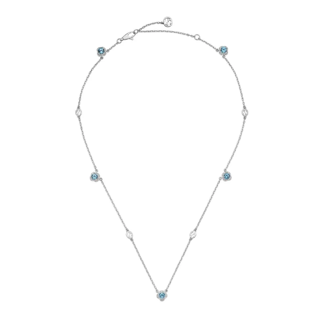 GC Interlocking 18ct White Gold Topaz Necklace D