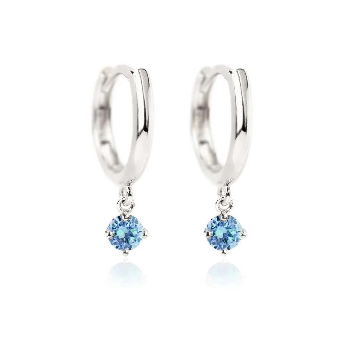 Gemstone Dangle Huggies Blue Zircon