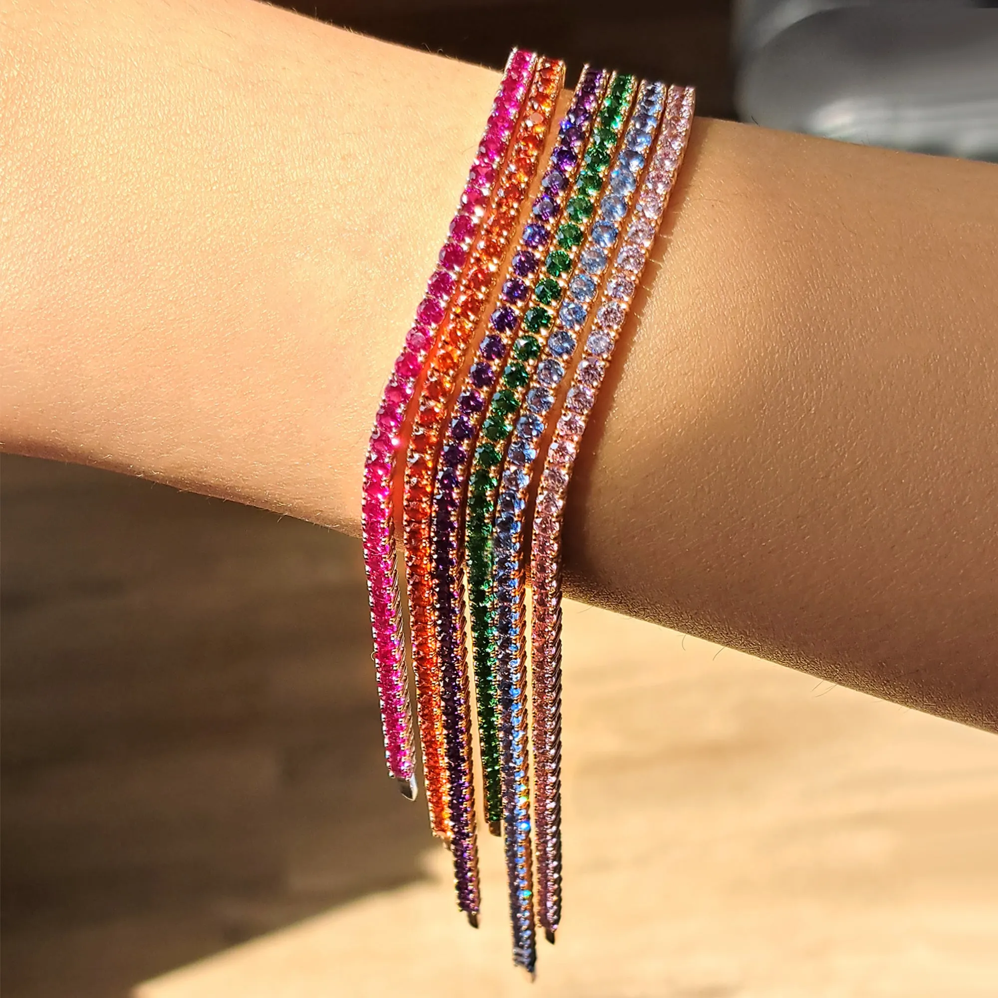 Gemstone Tennis Bracelet, Sterling Silver
