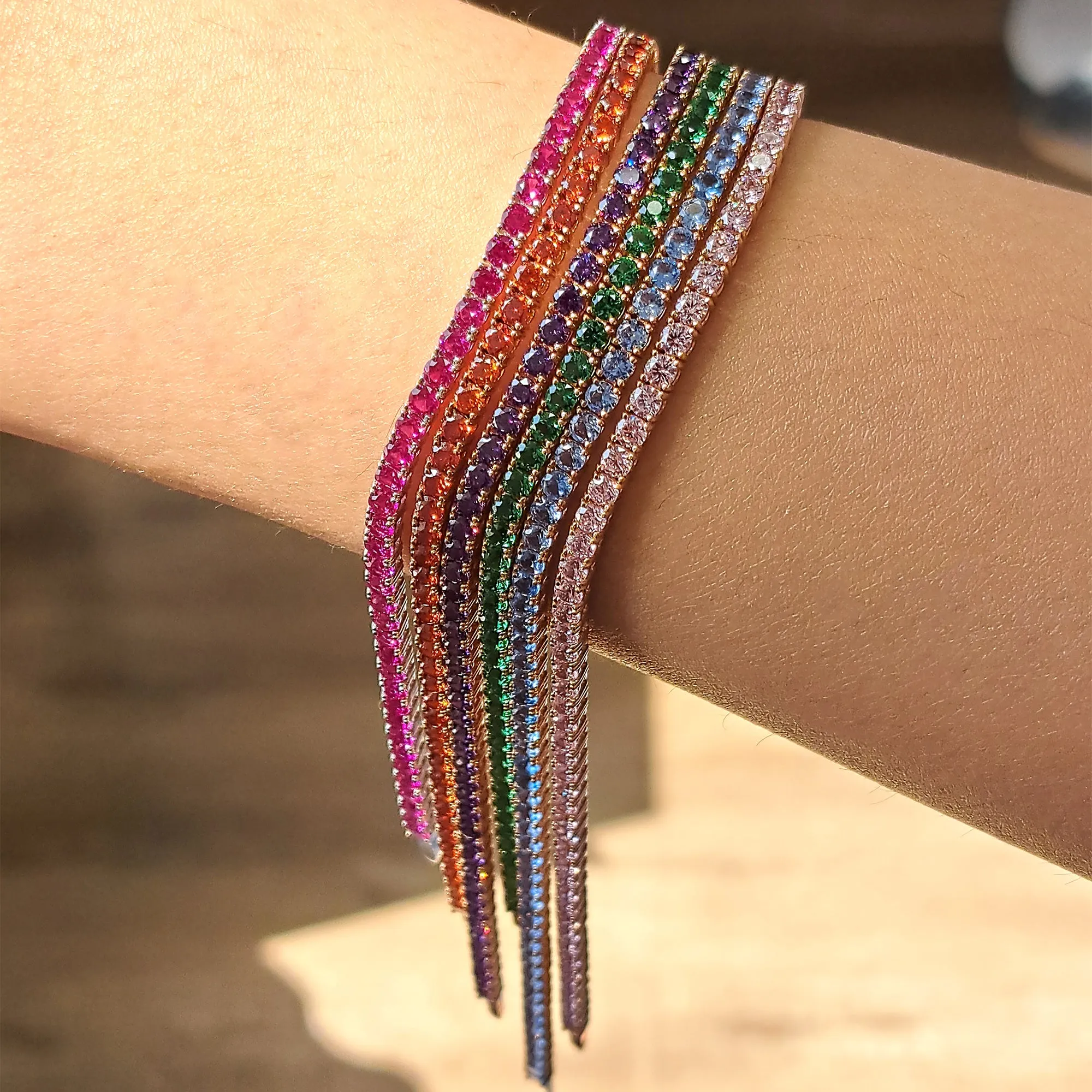 Gemstone Tennis Bracelet, Sterling Silver