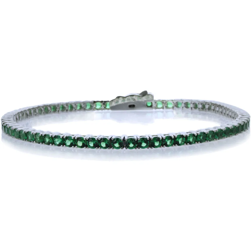 Gemstone Tennis Bracelet, Sterling Silver