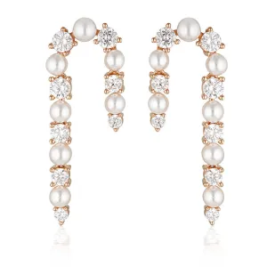 Georgini Noel Nights Candy Cane Pearl Earrings Rose Gold