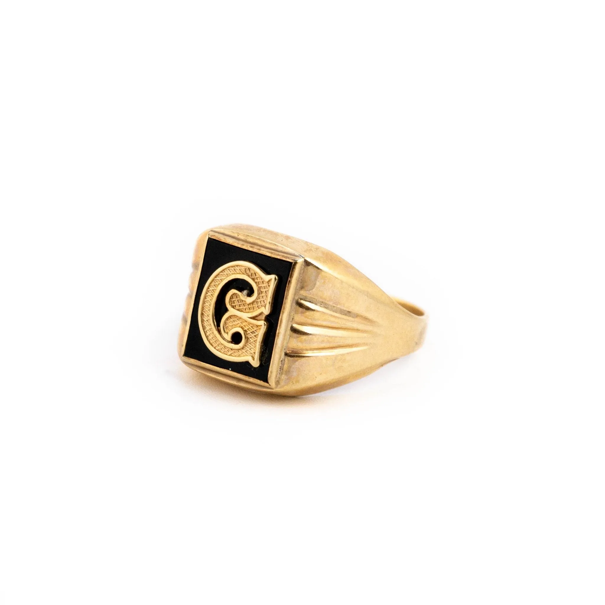 Gold G Signet Ring
