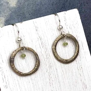 Gold to Red Bronze Celtic Ring Money Earrings with Genuine Peridot | Artifact #6561