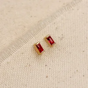 GoldFi - 18k Gold Filled Baguette Birthstone Stud Earrings
