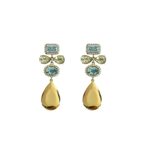 Green Amethyst and Topaz Statement Earrings