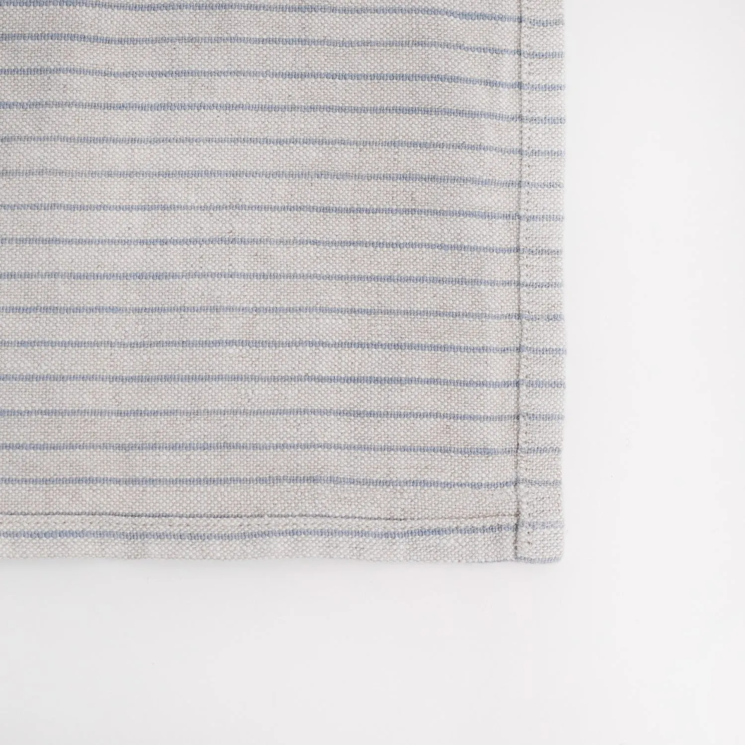 Grey Blue Pinstripe Rustic Linen Table Runner