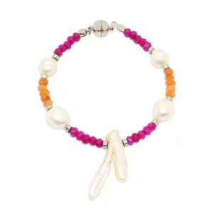 Halley Multi Coloured Semi Precious Stone and Pearl Bracelet