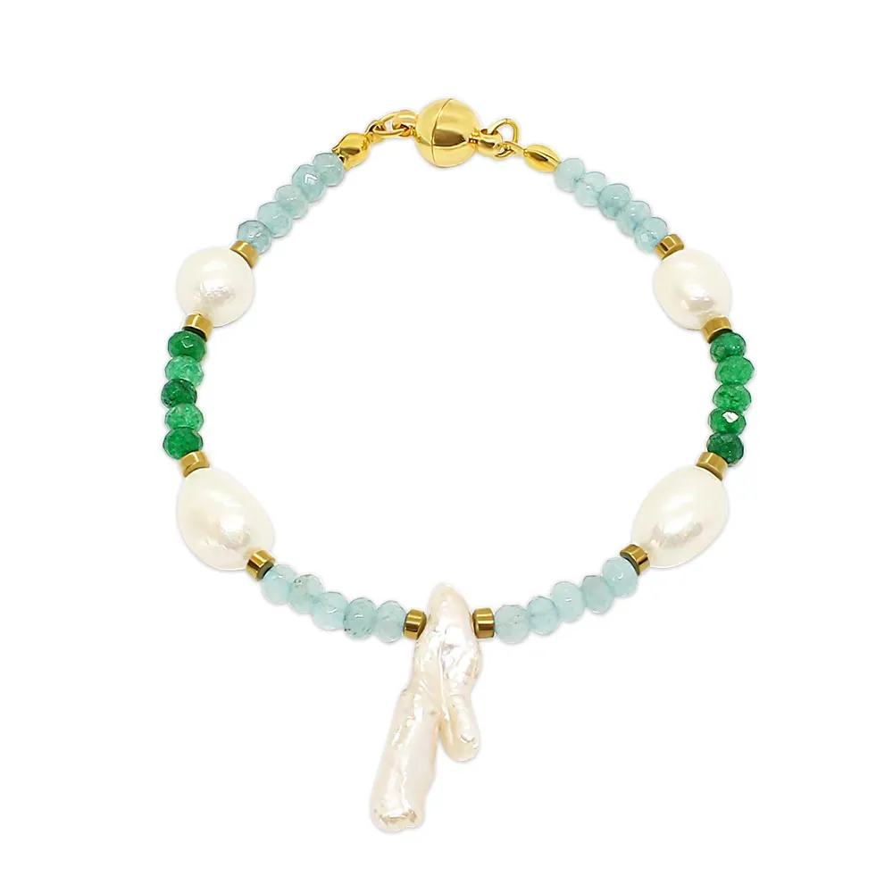 Halley Multi Coloured Semi Precious Stone and Pearl Bracelet