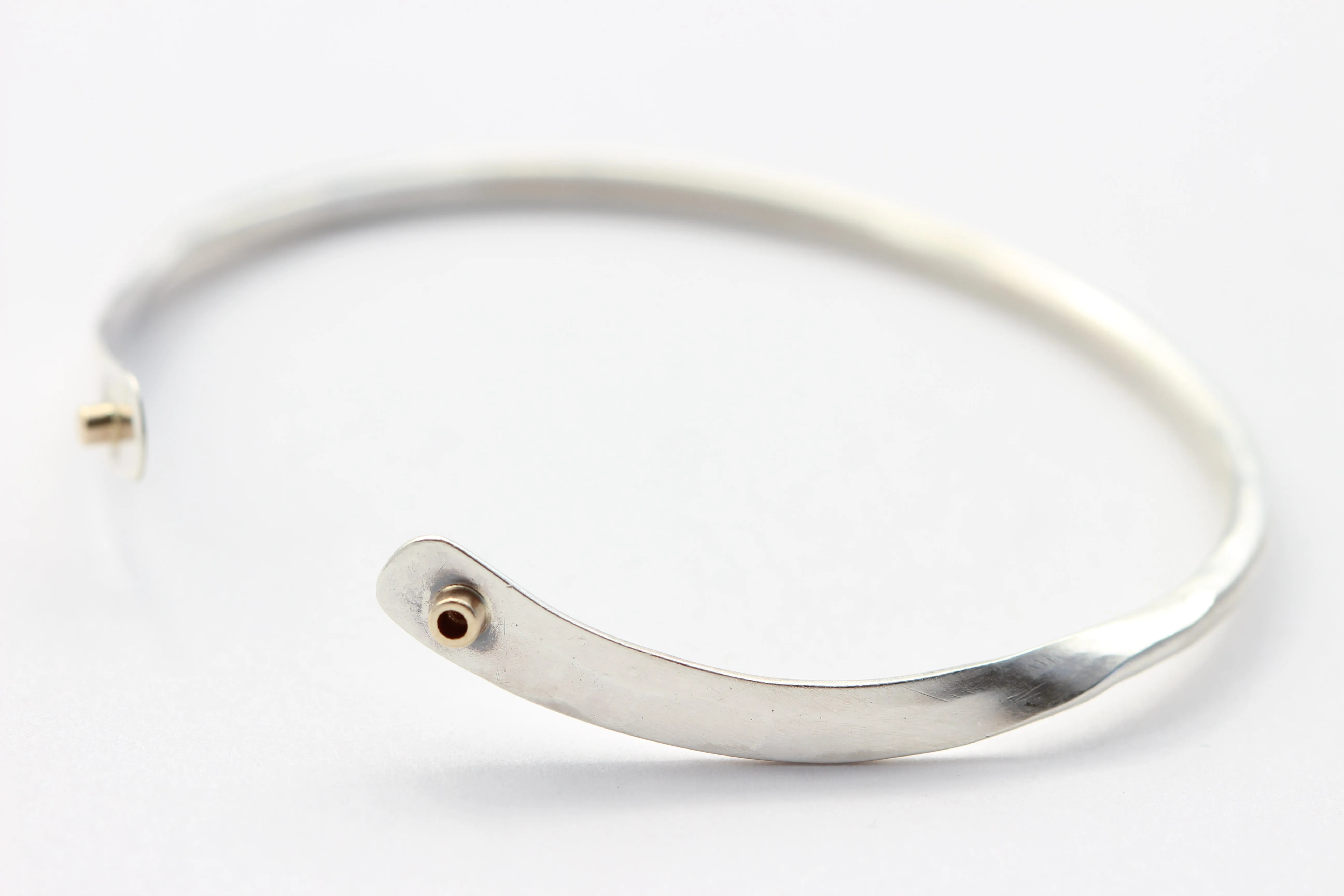 Hammered Sterling Silver Bracelet With 14K Gold