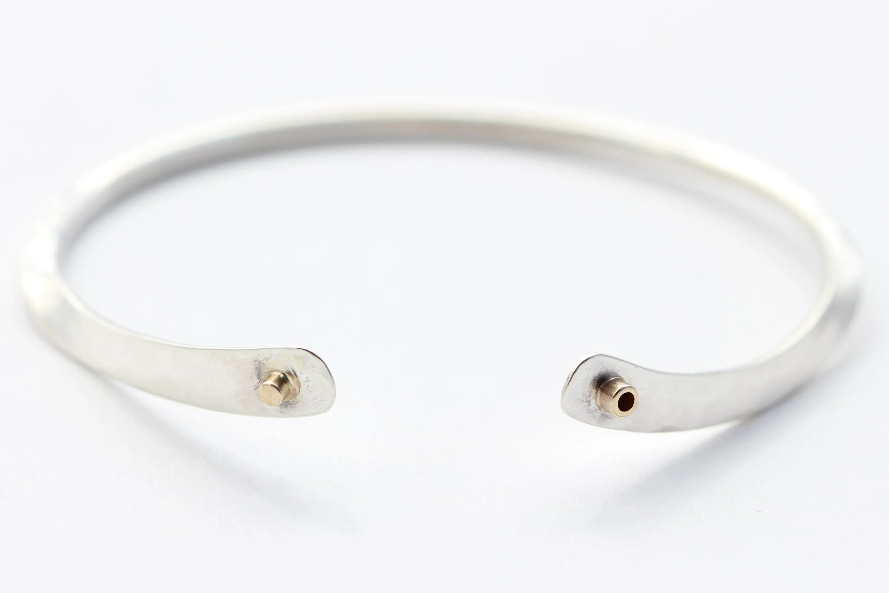 Hammered Sterling Silver Bracelet With 14K Gold