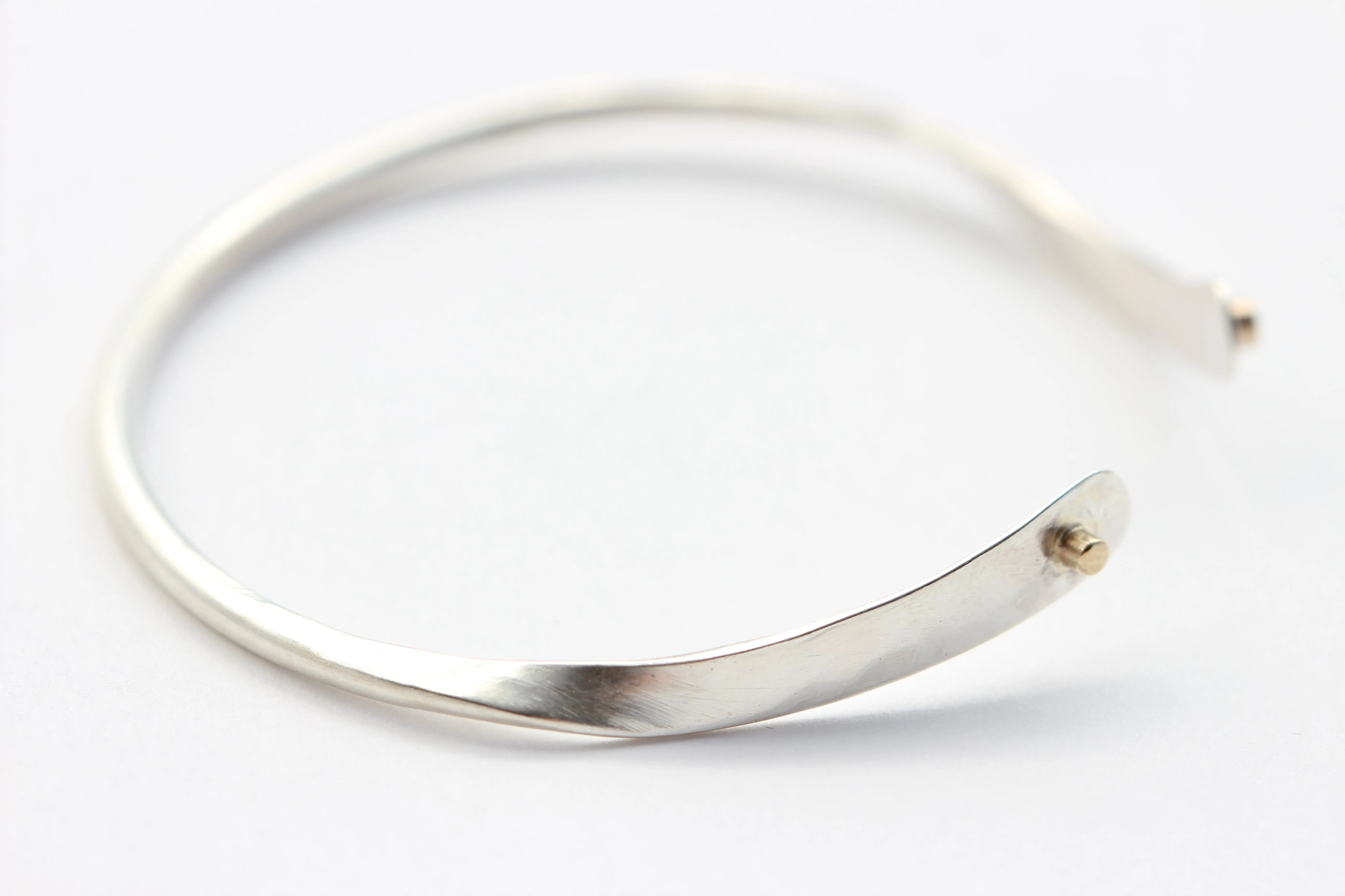 Hammered Sterling Silver Bracelet With 14K Gold