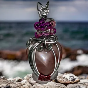 Heart, Cherry Quartz , 45mm pendant