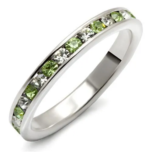 High-Polished 925 Sterling Silver Ring with Top Grade Crystal in Peridot for Women Style LOAS912