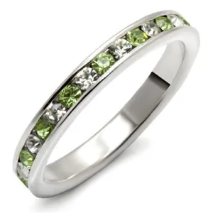 High-Polished 925 Sterling Silver Ring with Top Grade Crystal in Peridot for Women Style LOAS912