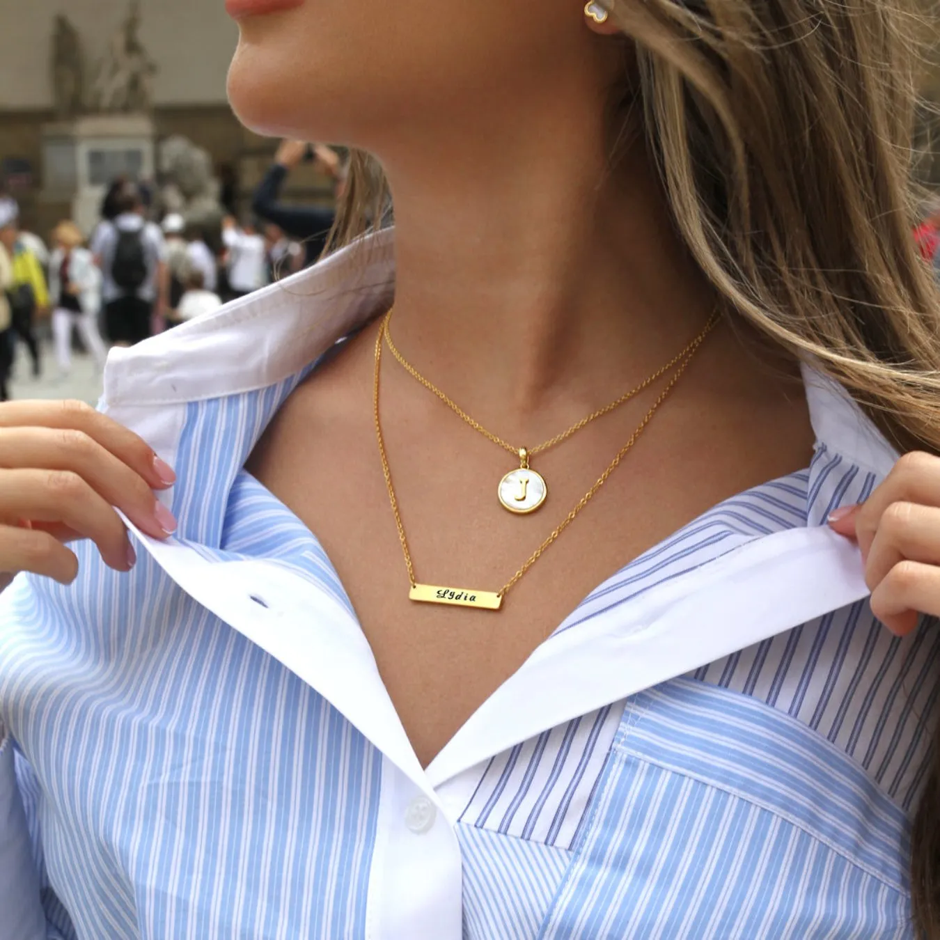 Initial Pearl Token Necklace