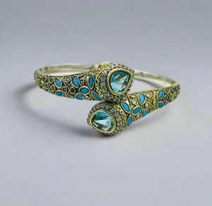 Istanbul Jewelry | Handmade Aquamarine Drop Ottoman Silver Bracelet