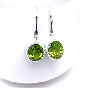 Kaleidoscope Oval Peridot Drop Earrings on Hooks - Medium