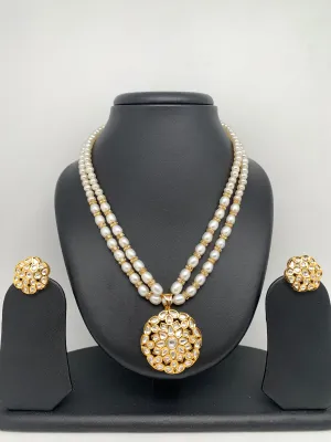 Kundan Pendent Set with Real Pearls Neckalce