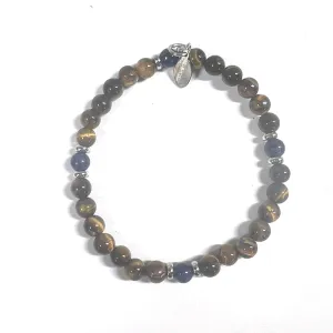 Lapis Lazuli & Tiger Eye Gemstone Stretch Bead Bracelet