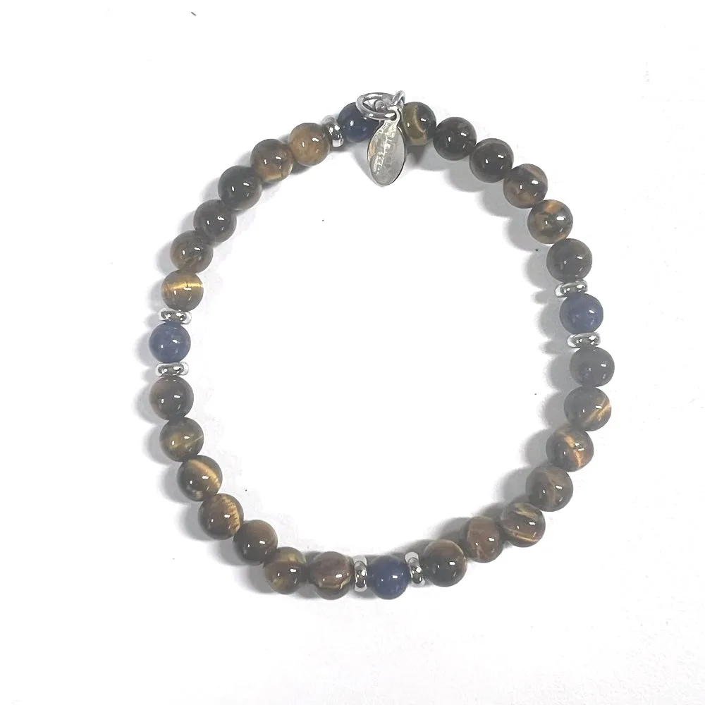 Lapis Lazuli & Tiger Eye Gemstone Stretch Bead Bracelet