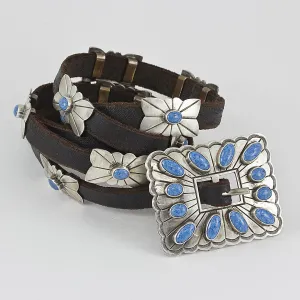 Lapis Lazuli and Sterling Silver 46" Concho Belt