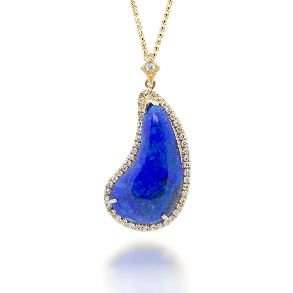 Lapis Lazuli Diamonds Drop Pendant